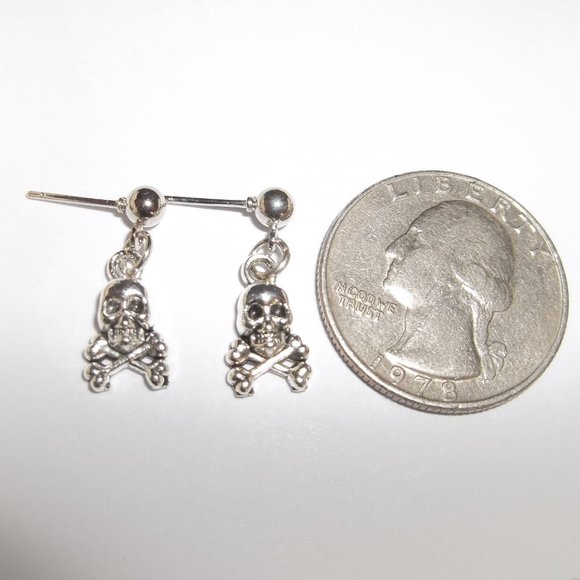 Earrings, Unisex Earrings, Skull Earring, Halloween Earrings, Skull Earring 8026 - Picture 2 of 8